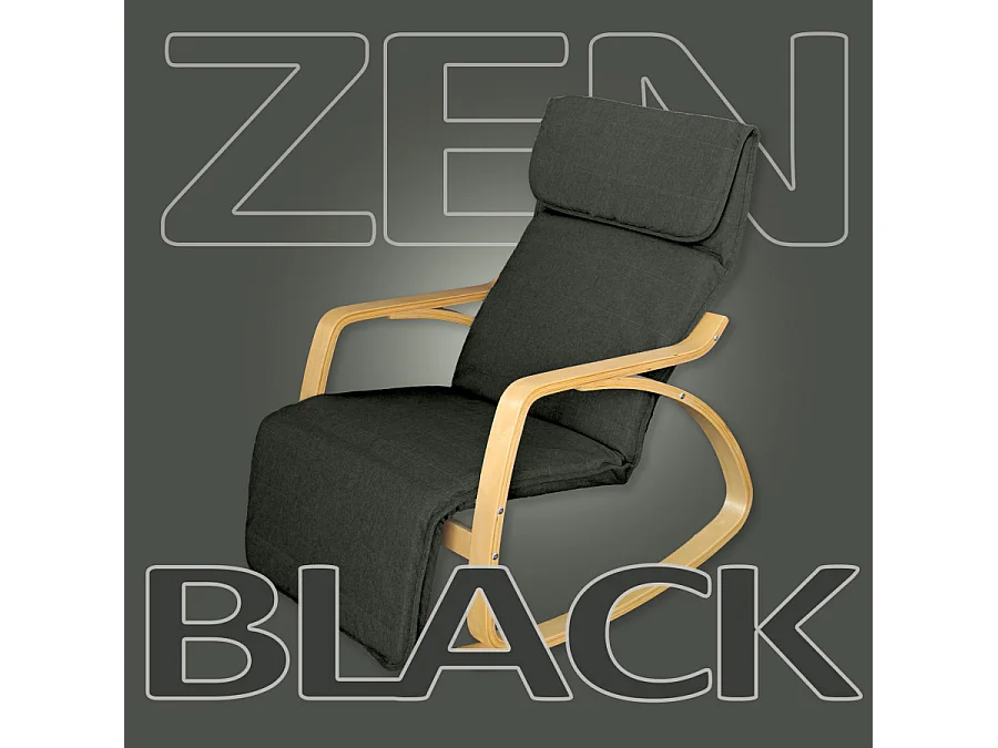 Poltrona relax sedia a dondolo con poggiapiedi regolabile mod. ZEN NERA NATURALE by Yelloo