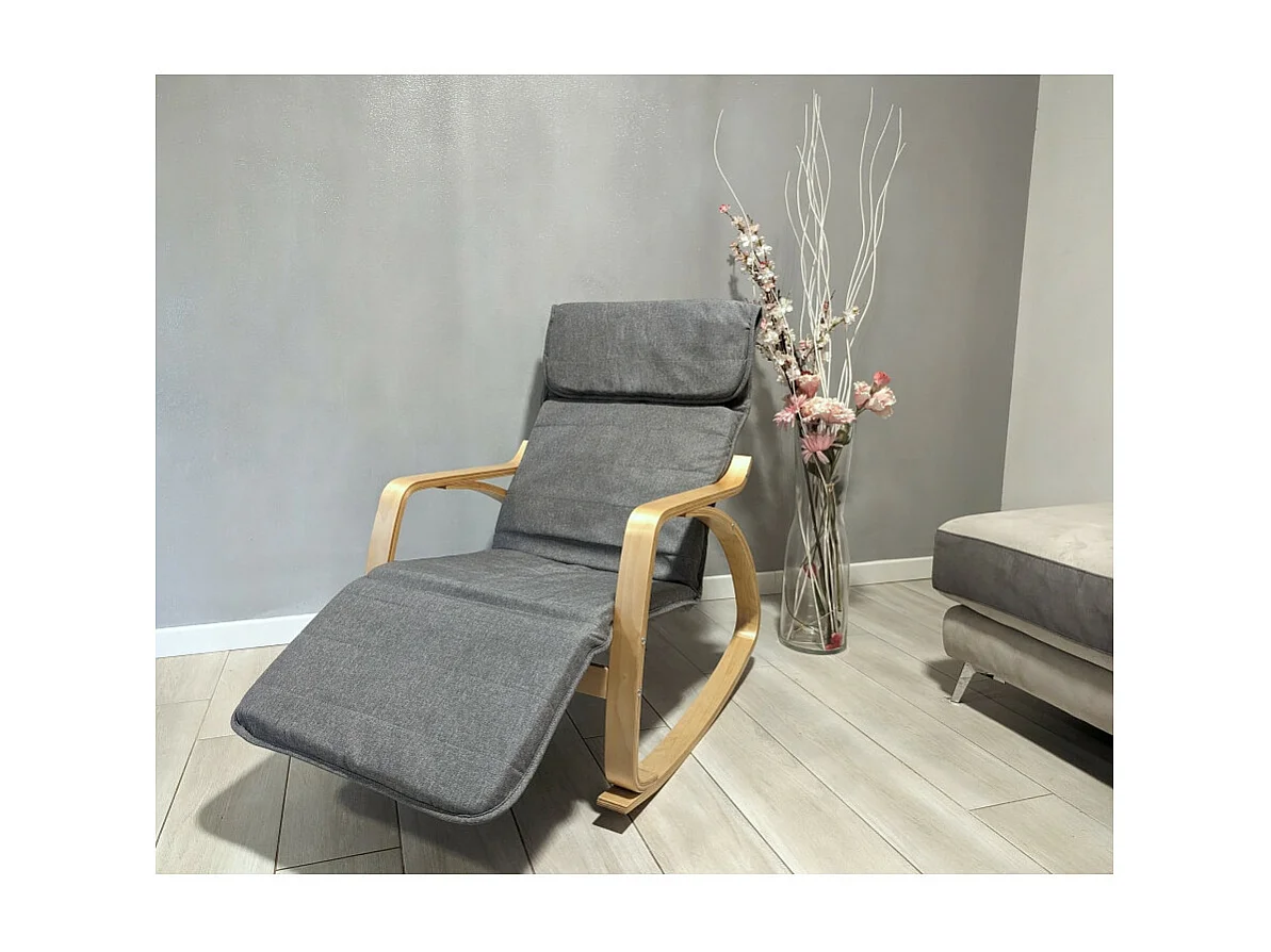 Poltrona relax sedia a dondolo con poggiapiedi regolabile mod. ZEN GRIGIO by Yelloo