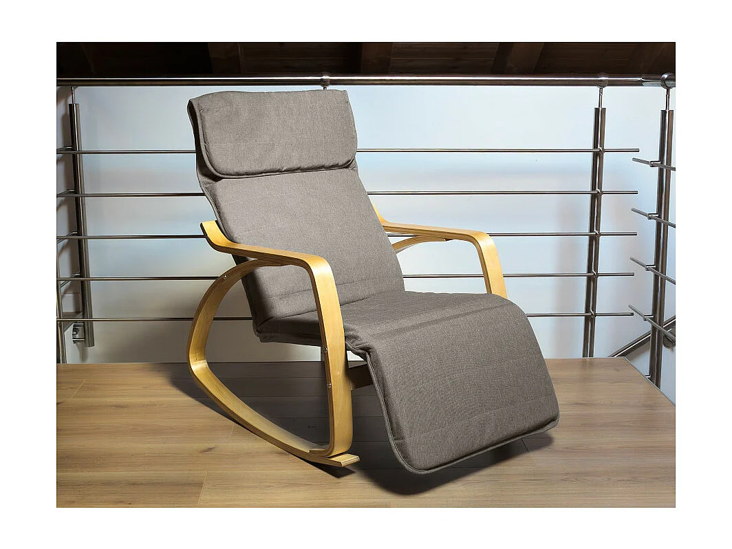 Poltrona relax sedia a dondolo con poggiapiedi regolabile mod. ZEN GRIGIO by Yelloo