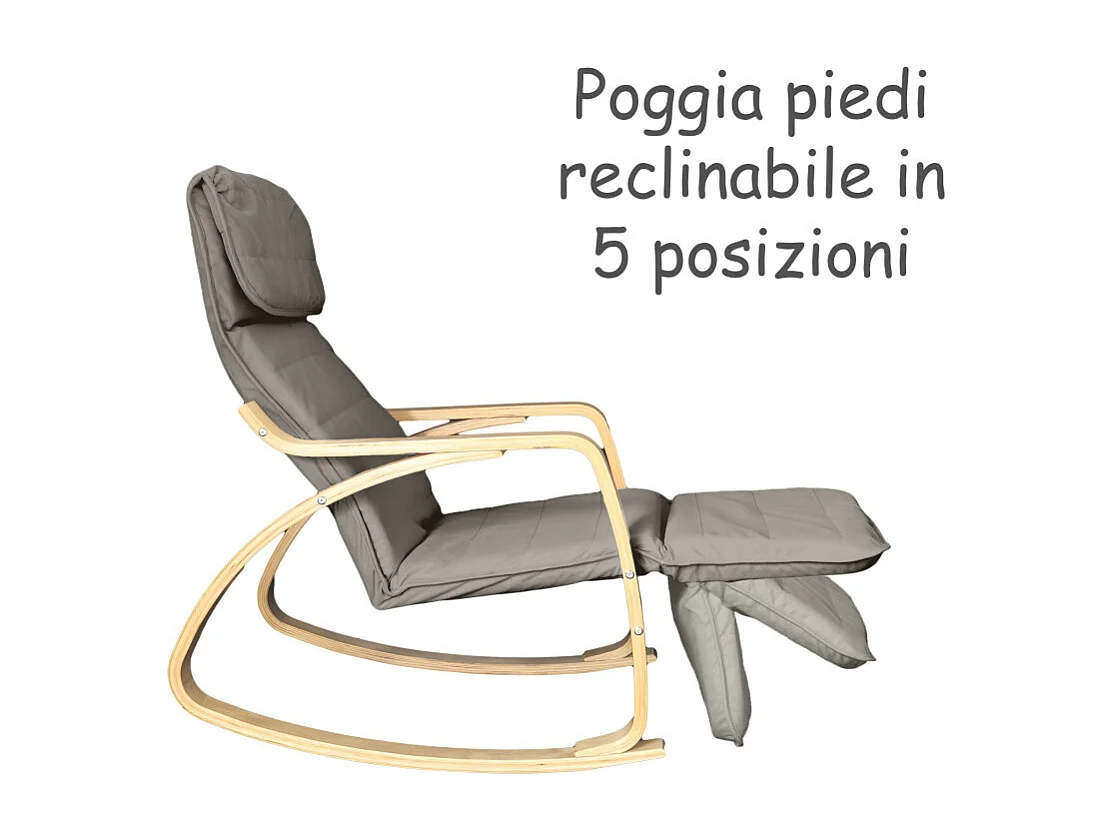 Poltrona relax sedia a dondolo con poggiapiedi regolabile mod. ZEN GRIGIO by Yelloo