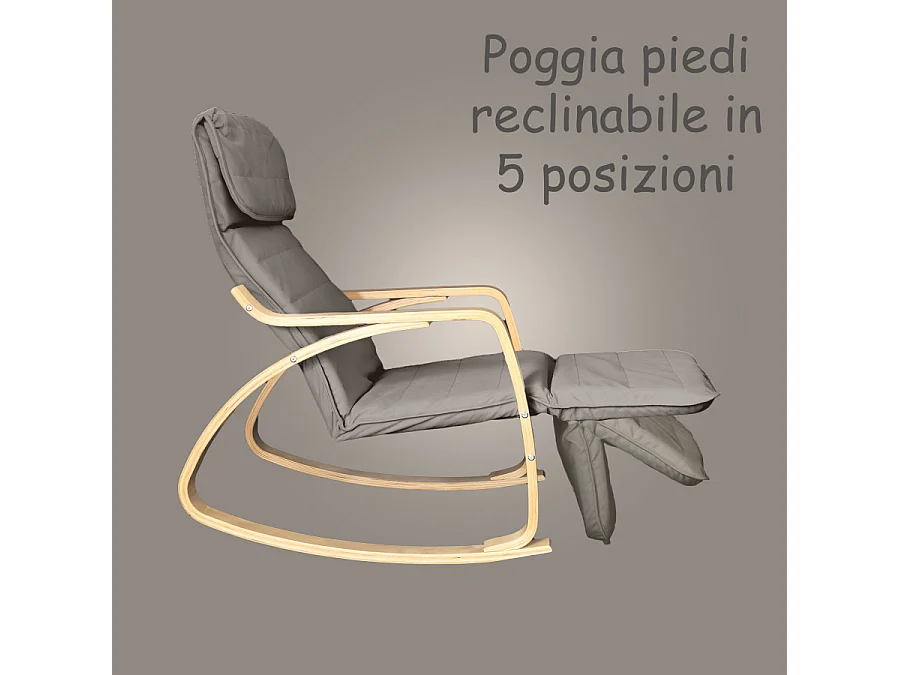 Fauteuil relax à bascule avec repose-pieds réglable mod. ZEN GREY par Yelloo