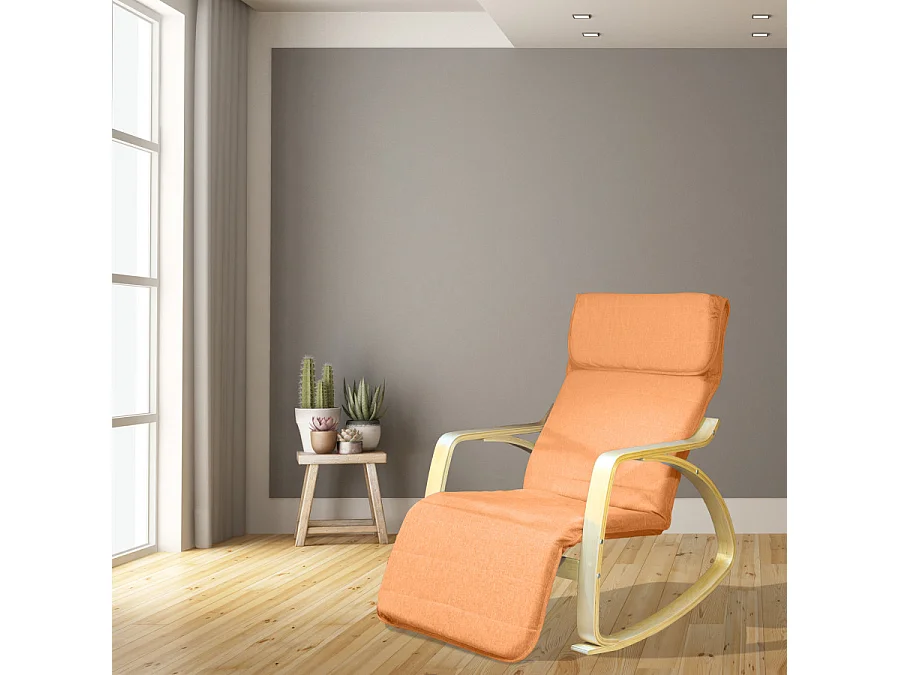 Poltrona relax sedia a dondolo con poggiapiedi regolabile mod. ZEN ARANCIONE by Yelloo