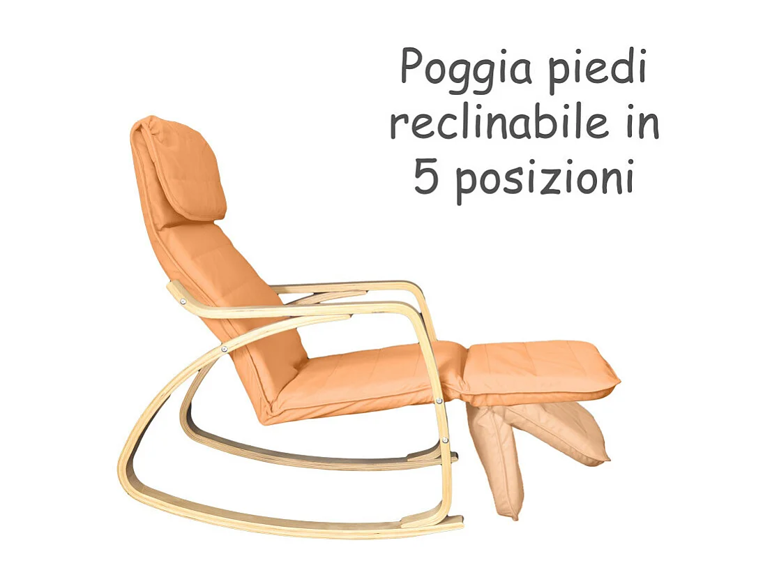 Poltrona relax sedia a dondolo con poggiapiedi regolabile mod. ZEN ARANCIONE by Yelloo
