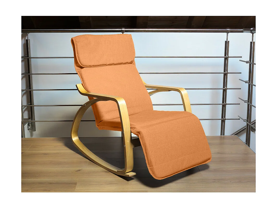 Poltrona relax sedia a dondolo con poggiapiedi regolabile mod. ZEN ARANCIONE by Yelloo