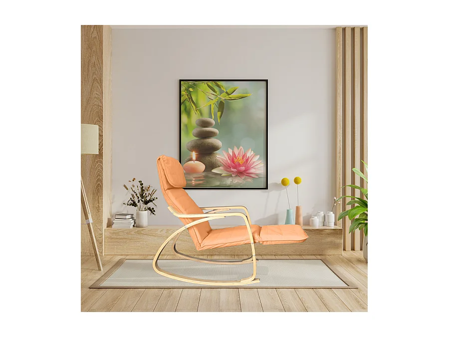 Fauteuil relax à bascule avec repose-pieds réglable mod. ZEN ORANGE par Yelloo