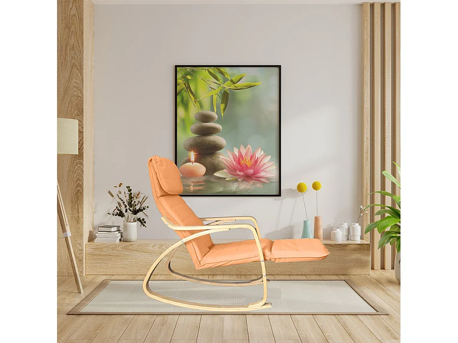 Fauteuil relax à bascule avec repose-pieds réglable mod. ZEN ORANGE par Yelloo