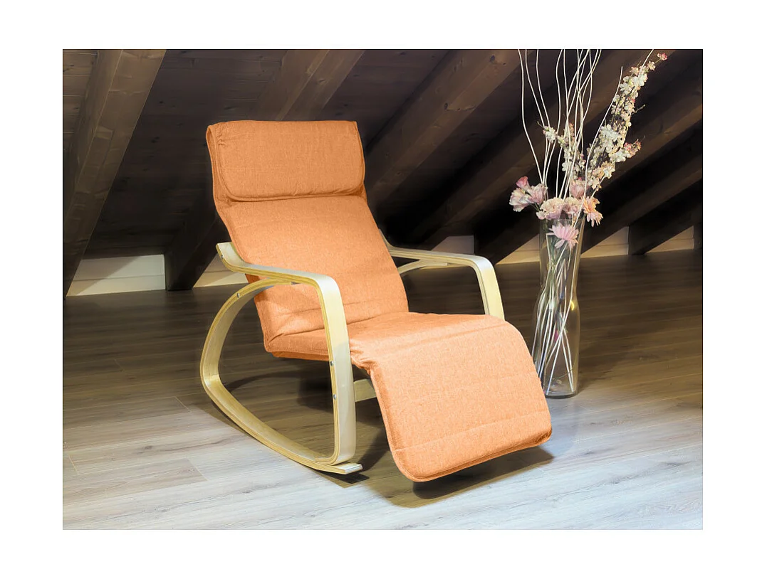 Fauteuil relax à bascule avec repose-pieds réglable mod. ZEN ORANGE par Yelloo