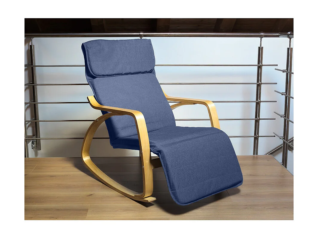 Poltrona relax sedia a dondolo con poggiapiedi regolabile mod. ZEN BLU by Yelloo