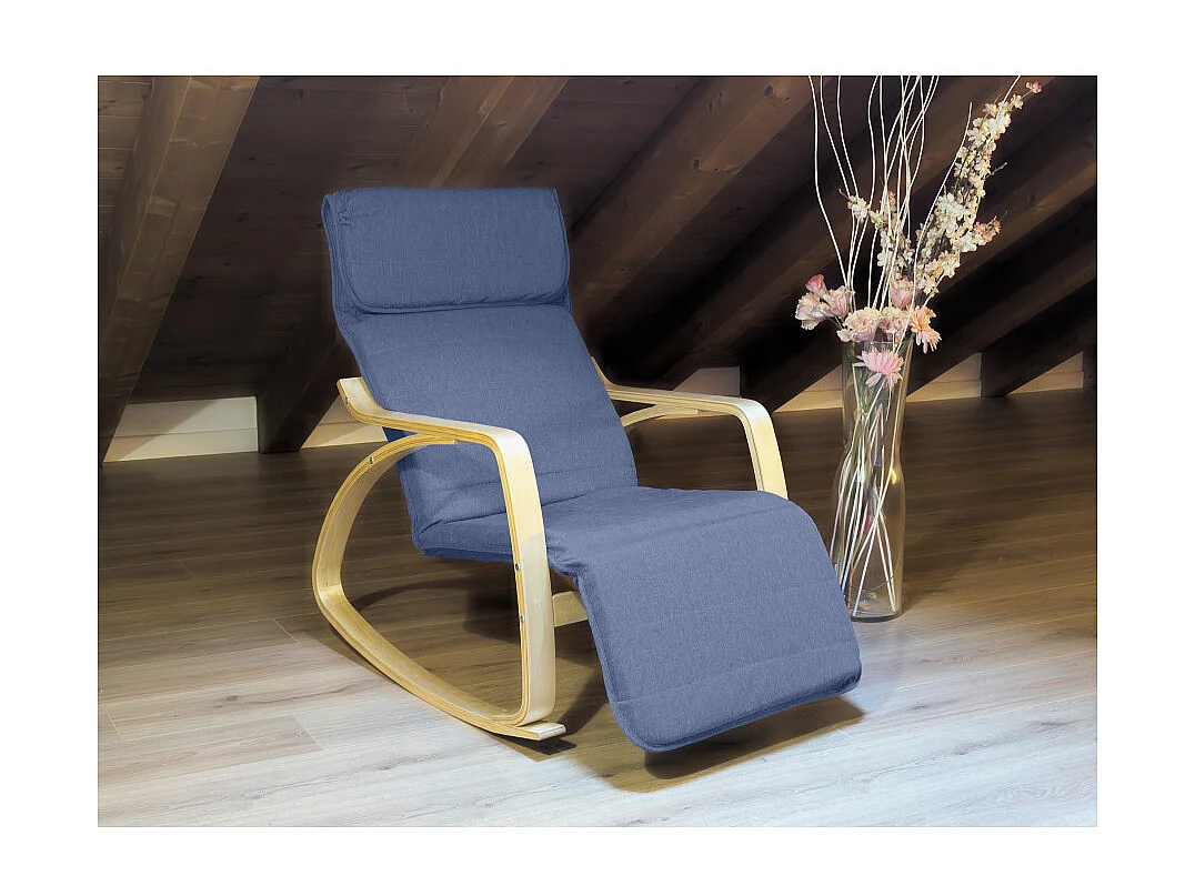 Poltrona relax sedia a dondolo con poggiapiedi regolabile mod. ZEN BLU by Yelloo
