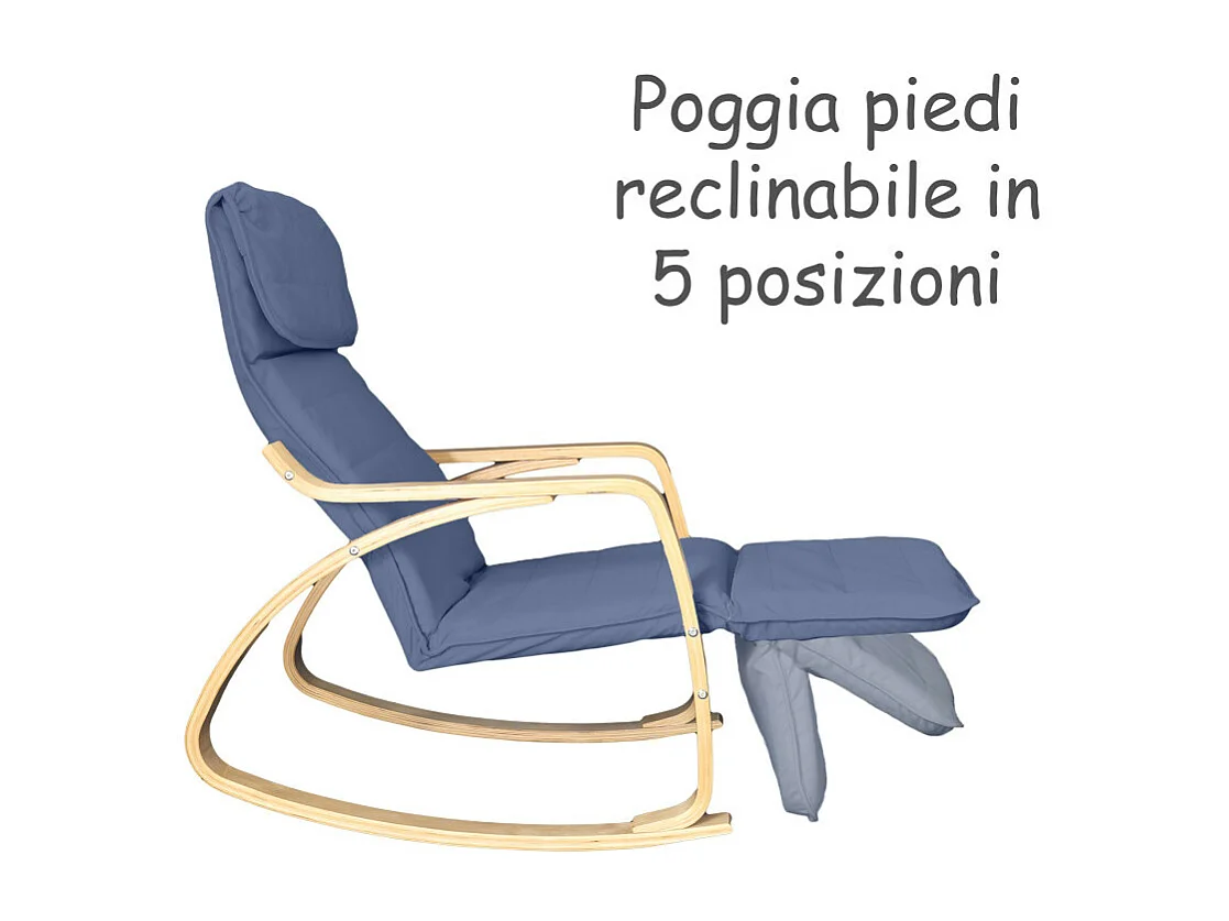 Poltrona relax sedia a dondolo con poggiapiedi regolabile mod. ZEN BLU by Yelloo