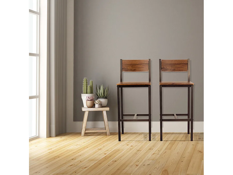 Set 2 Sgabelli bar marrone noce mod. VENICE by Yelloo