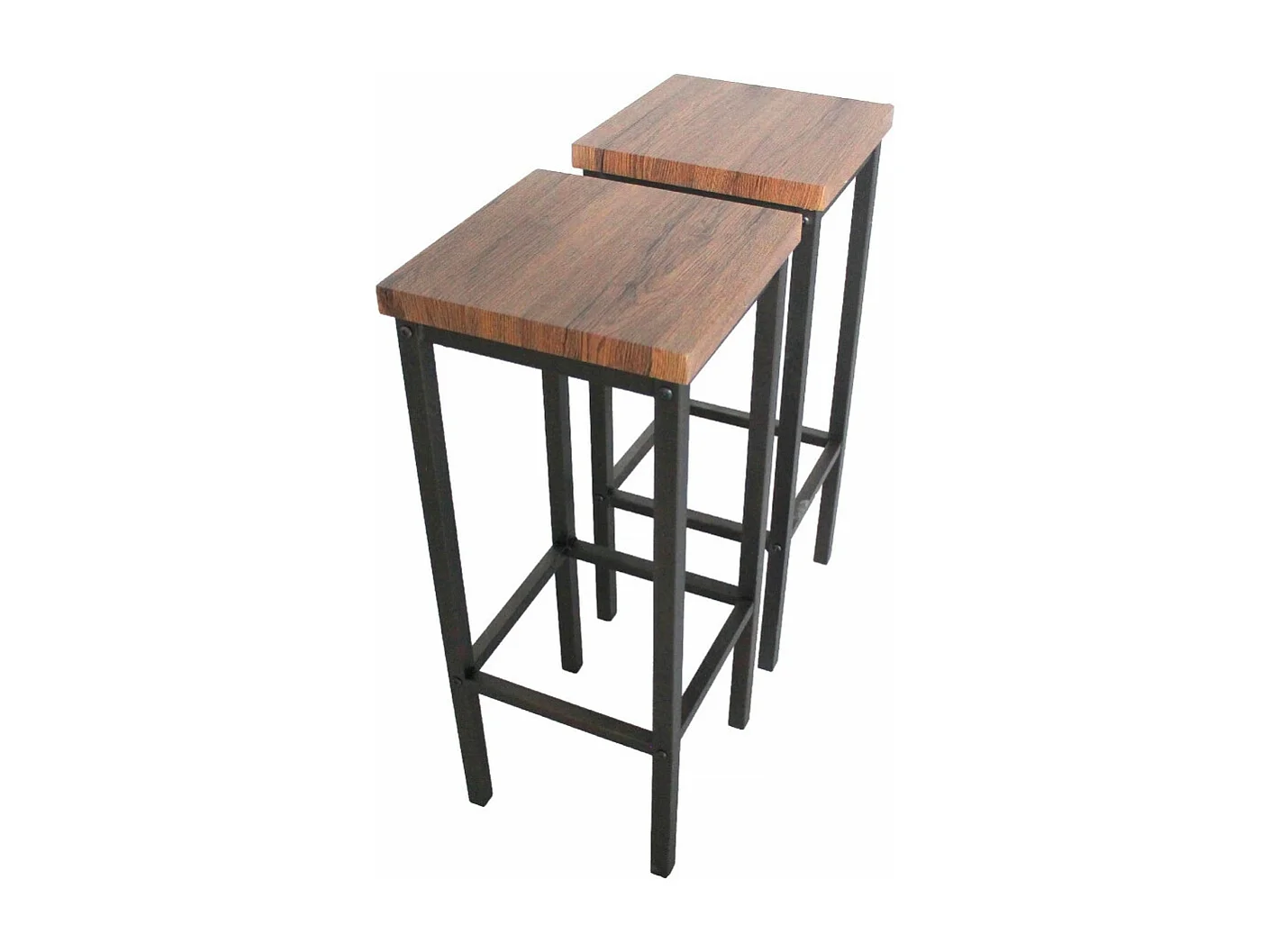Lot de 2 tabourets de bar, hauteur d'assise 78 cm, couleur marron noyer, mod. FIRENZE ROMA par Yelloo