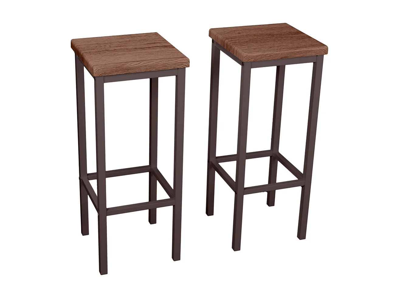 Lot de 2 tabourets de bar, hauteur d'assise 78 cm, couleur marron noyer, mod. FIRENZE ROMA par Yelloo