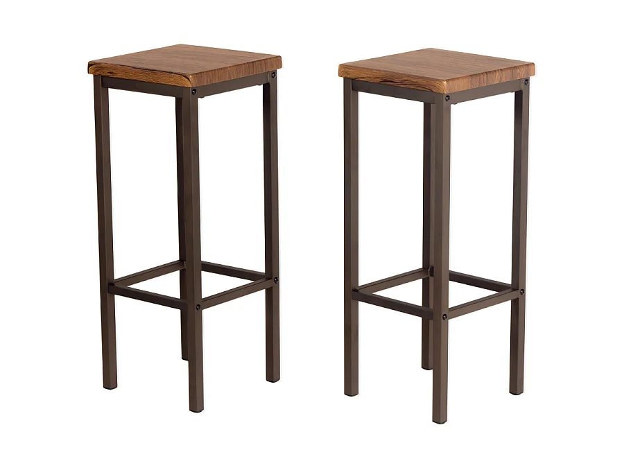 Set 2 Sgabelli bar alti 78 cm marrone noce mod. FIRENZE ROMA by Yelloo