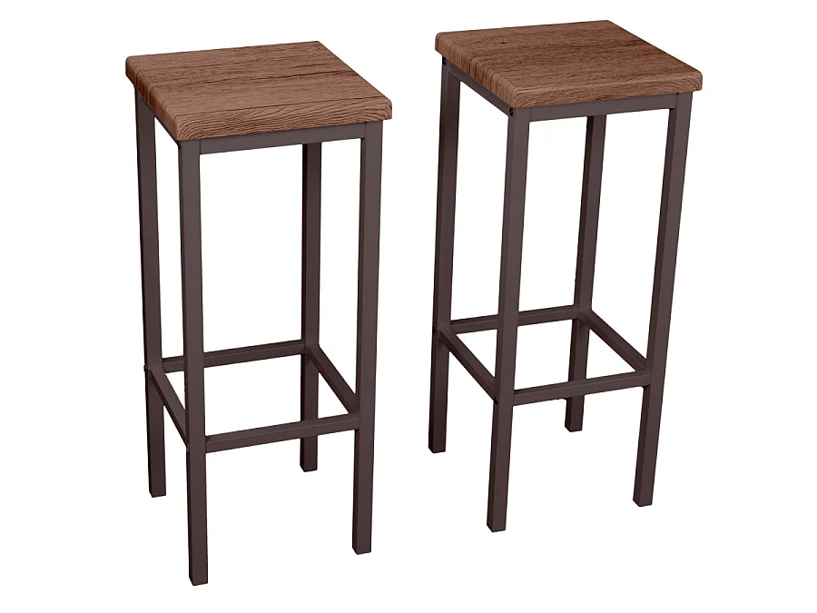 Set 2 Sgabelli bar alti 78 cm marrone noce mod. FIRENZE ROMA by Yelloo