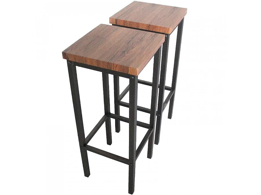 Set 2 Sgabelli bar alti 78 cm marrone noce mod. FIRENZE ROMA by Yelloo