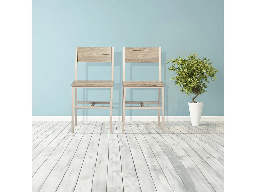 Lote de 2 sillas en color roble beige mod. PORTOFINO de Yelloo