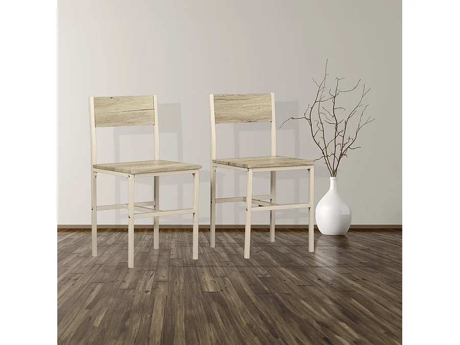 Lote de 2 sillas en color roble beige mod. PORTOFINO de Yelloo