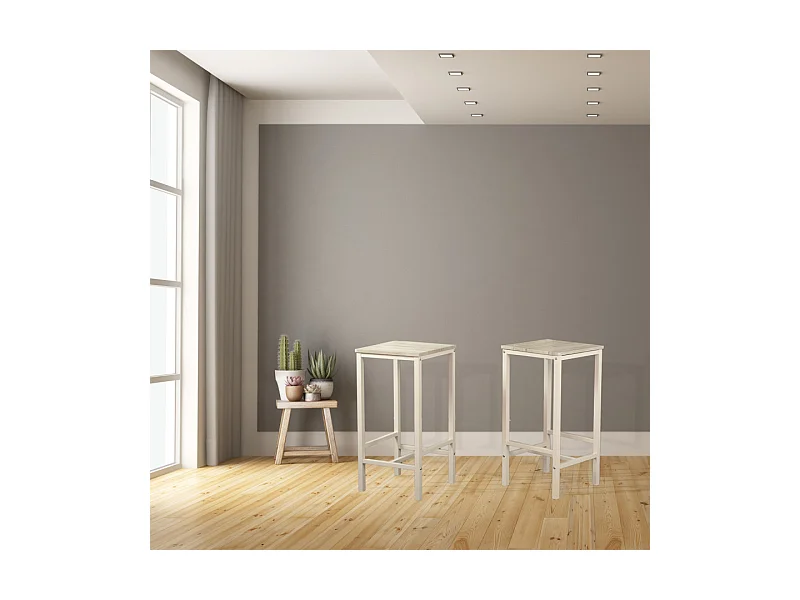 Set 2 Sgabelli bar cucina colore Beige Mod. BRASIL by Yelloo