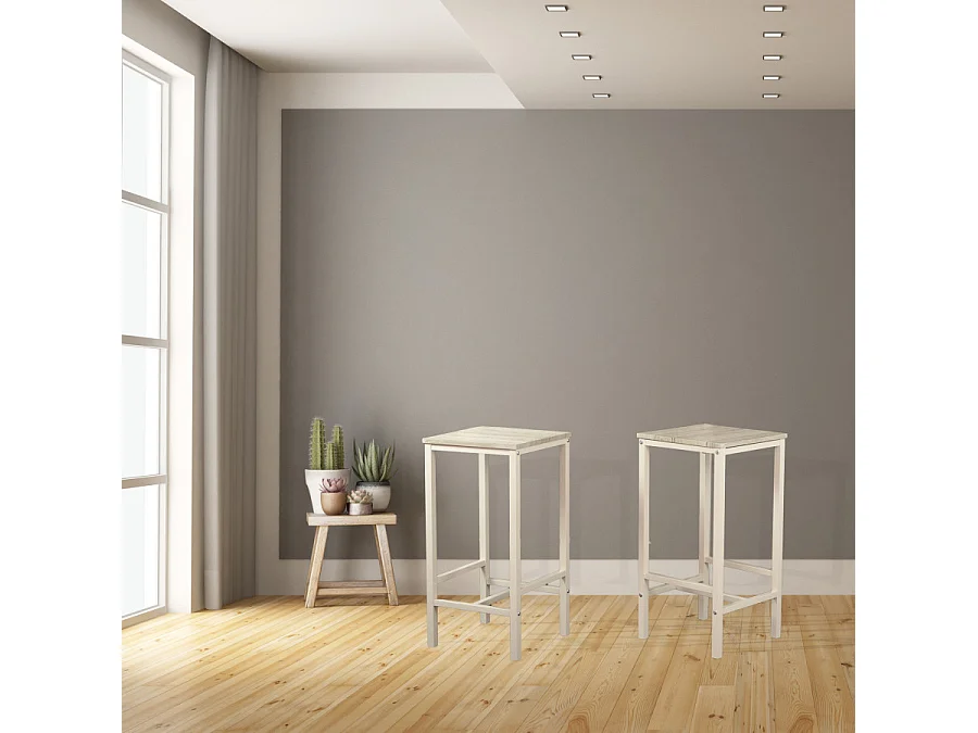 Set 2 Sgabelli bar cucina colore Beige Mod. BRASIL by Yelloo