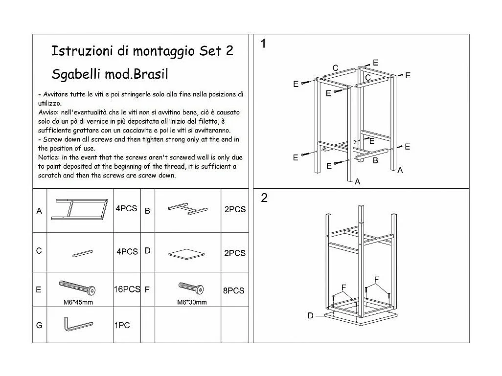 Set 2 Sgabelli bar cucina colore Beige Mod. BRASIL by Yelloo
