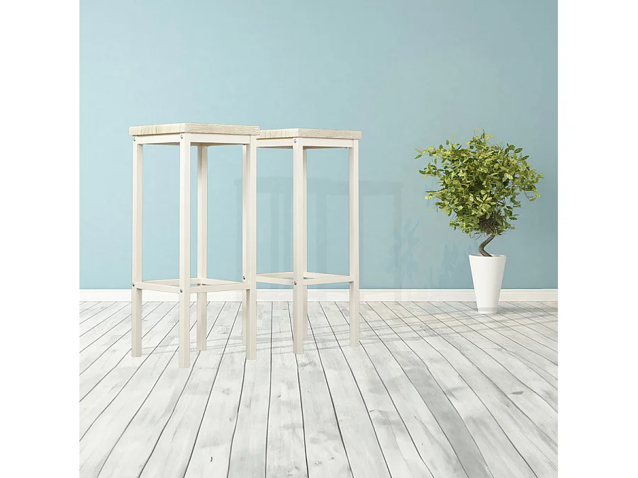 Lot de 2 tabourets de bar de 78 cm de hauteur en chêne clair beige mod. RICCIONE RIMINI par Yelloo