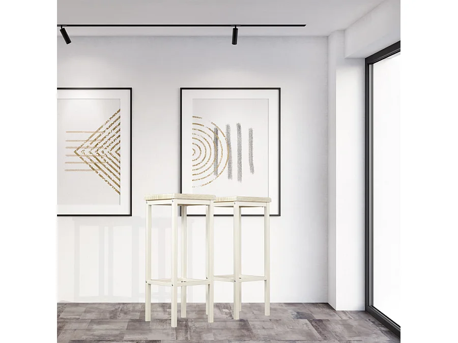 Set 2 Sgabelli bar alti 78 cm beige rovere chiaro mod. RICCIONE RIMINI by Yelloo