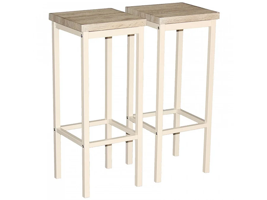 Set 2 Sgabelli bar alti 78 cm beige rovere chiaro mod. RICCIONE RIMINI by Yelloo