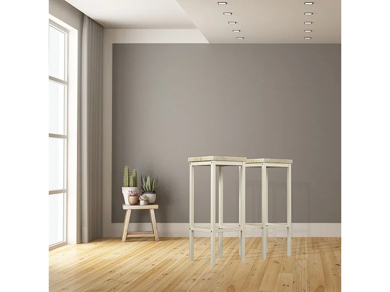 Set 2 Sgabelli bar alti 78 cm beige rovere chiaro mod. RICCIONE RIMINI by Yelloo