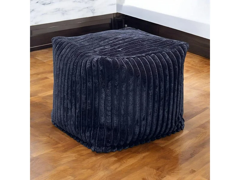 Pouf carré velours grosses côtes anthracite VISBY