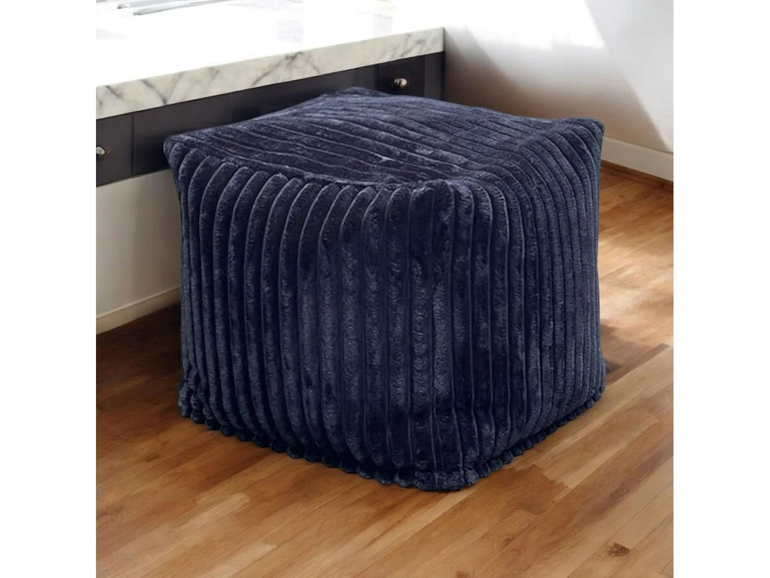 Pouf carré velours grosses côtes anthracite VISBY