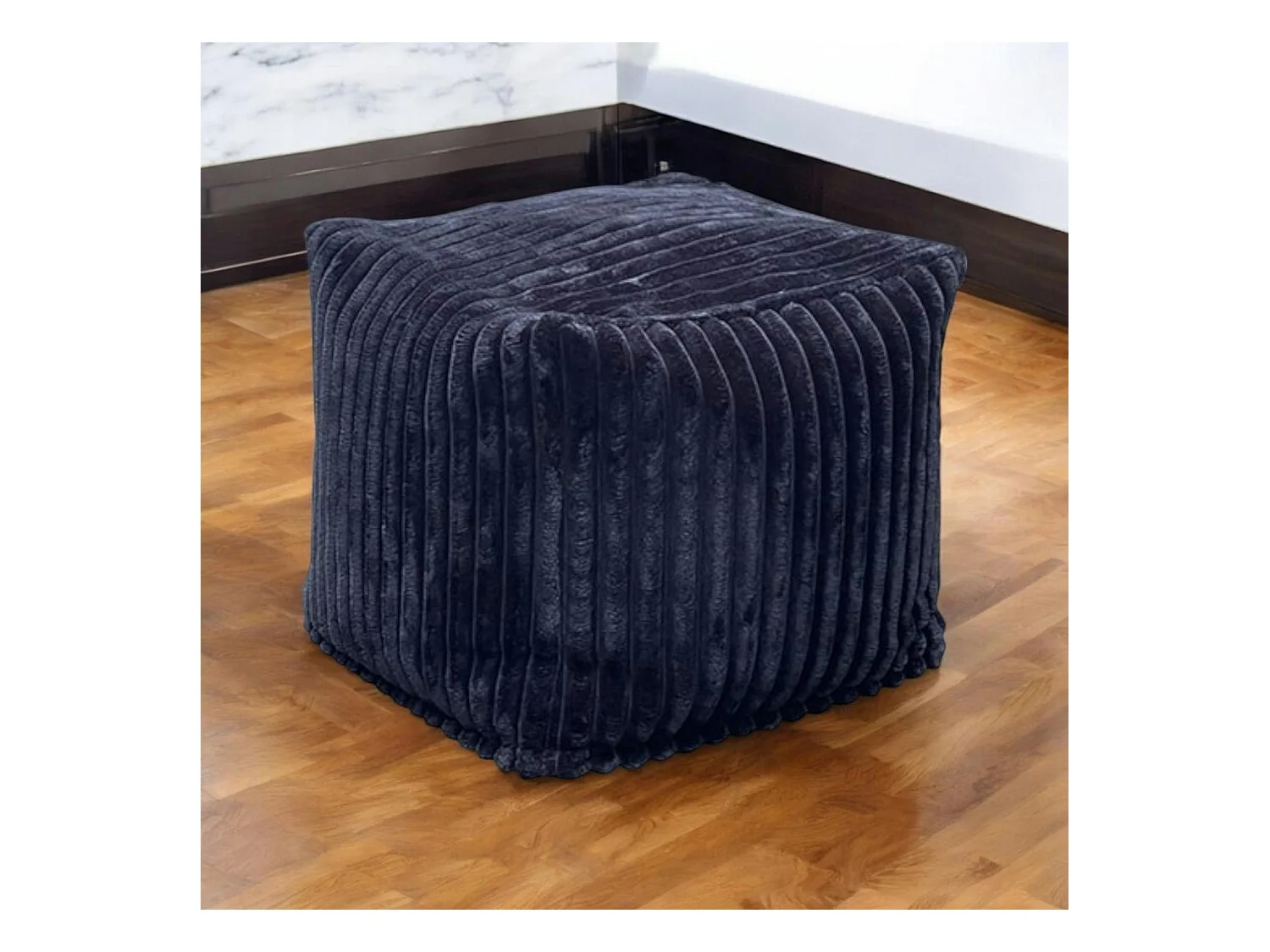 Pouf carré velours grosses côtes anthracite VISBY