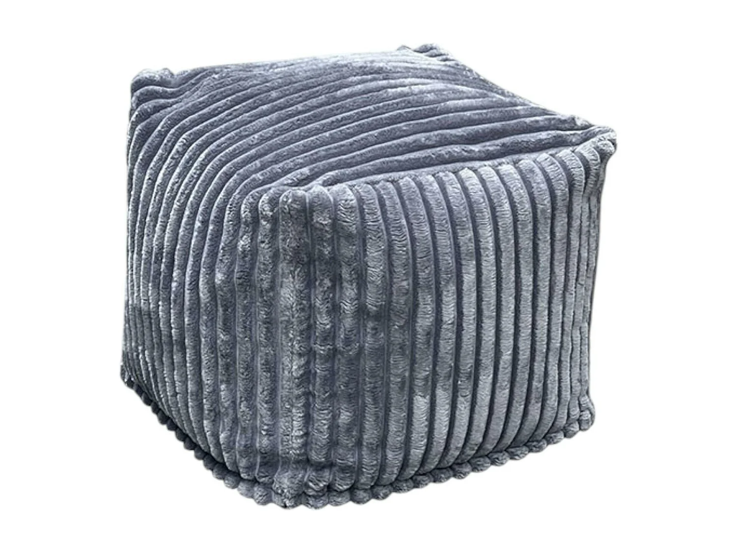 Pouf carré velours grosses côtes gris VISBY