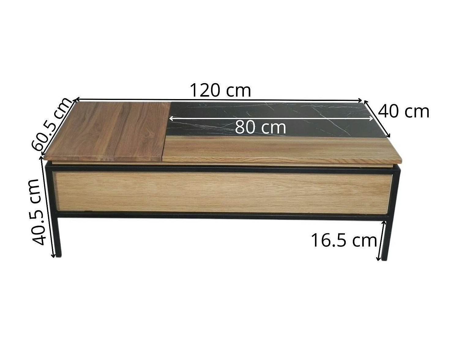 Table basse relevable style design en bois de chêne finition miel ESSEN