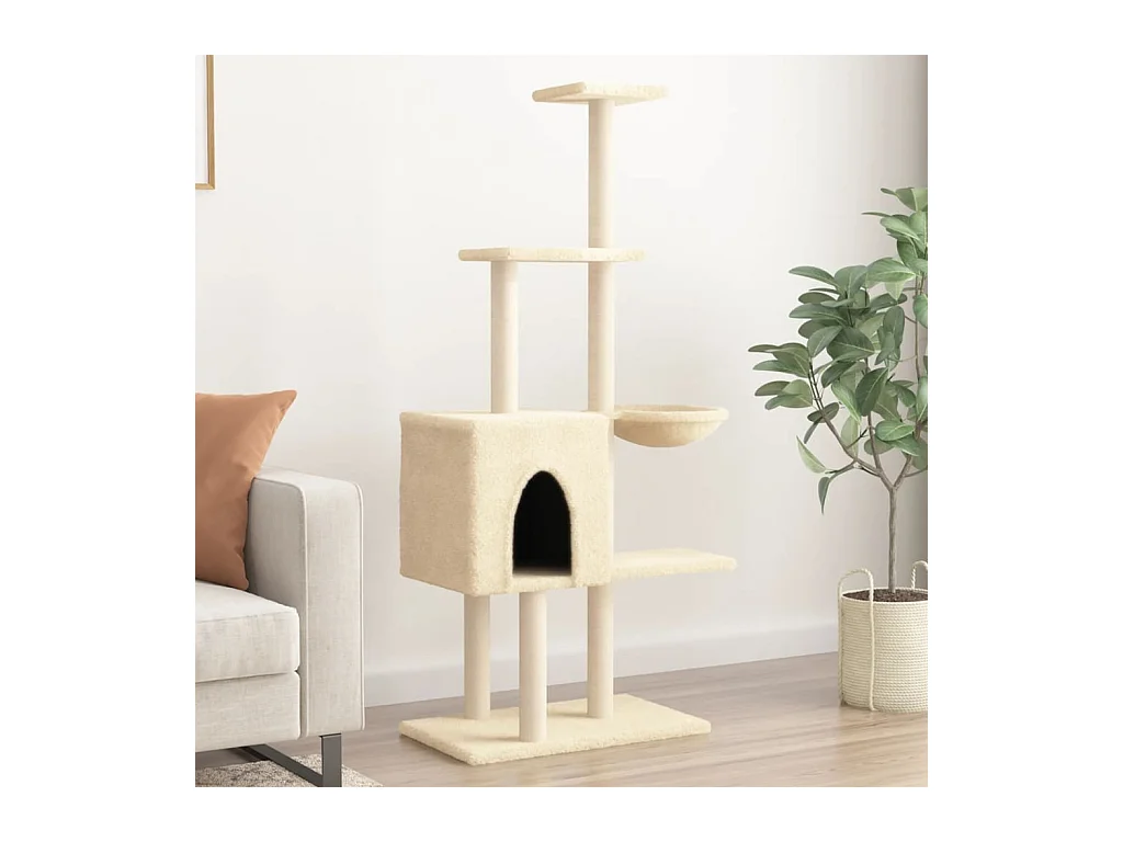 Arbre à chat avec griffoirs en sisal Crème 145 cm
