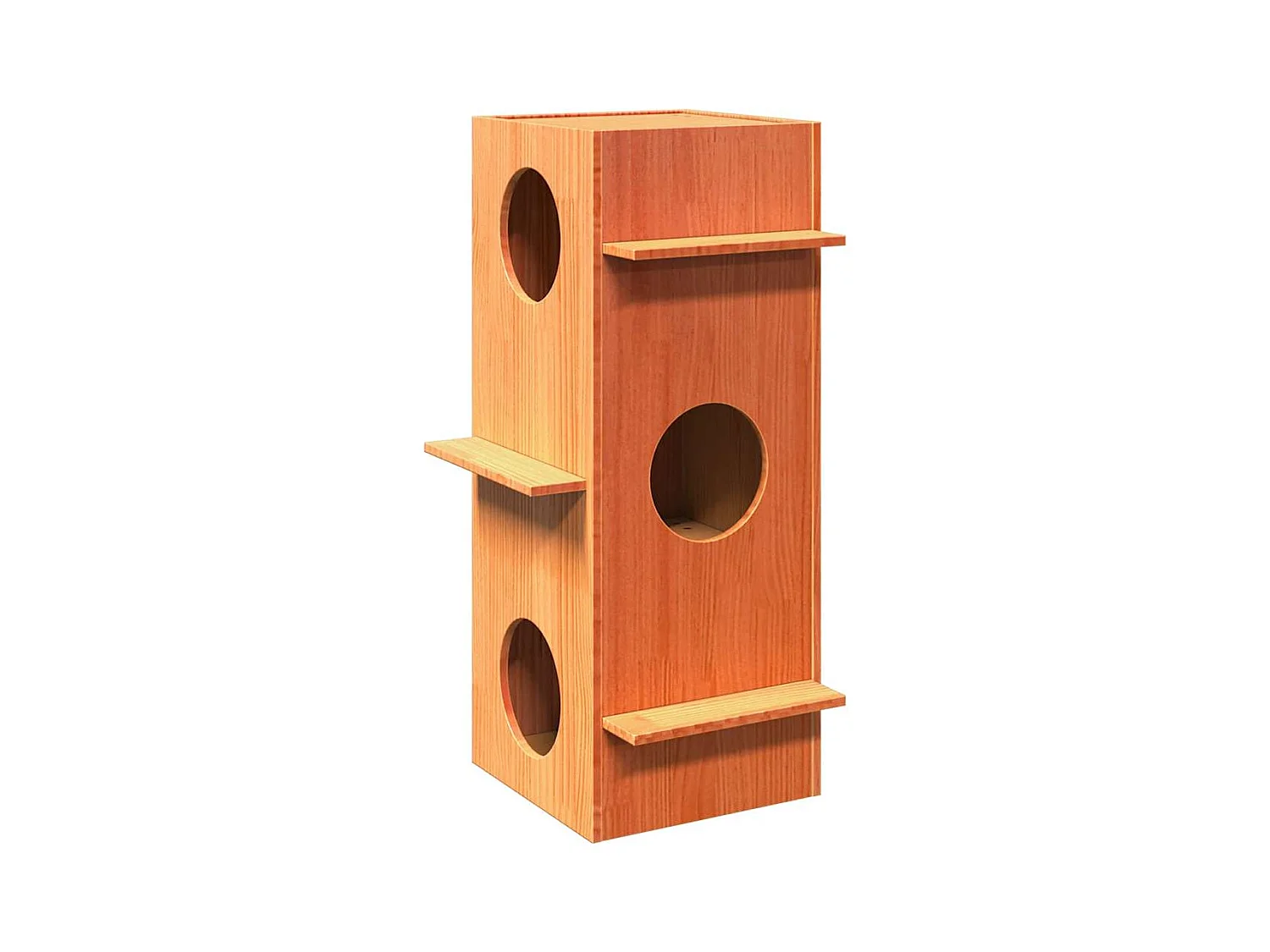 Maison pour chat cire marron 43x43x90 cm bois de pin massif