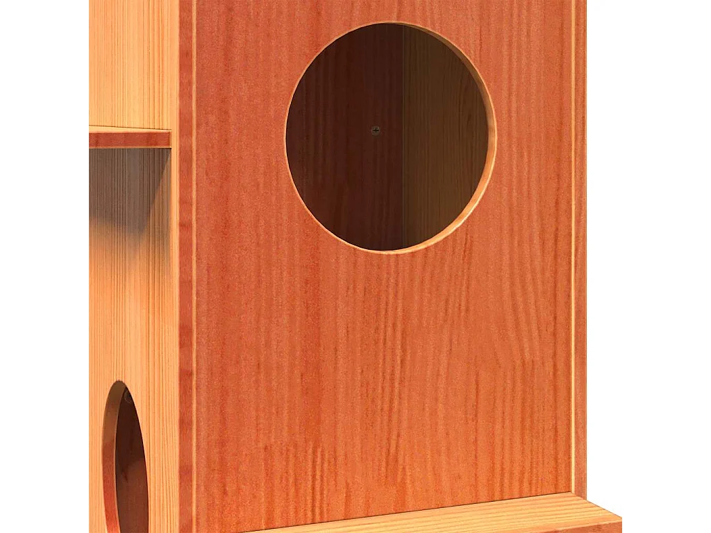 Cuccia per gatti in cera marrone 43x43x90 cm in legno di pino massello