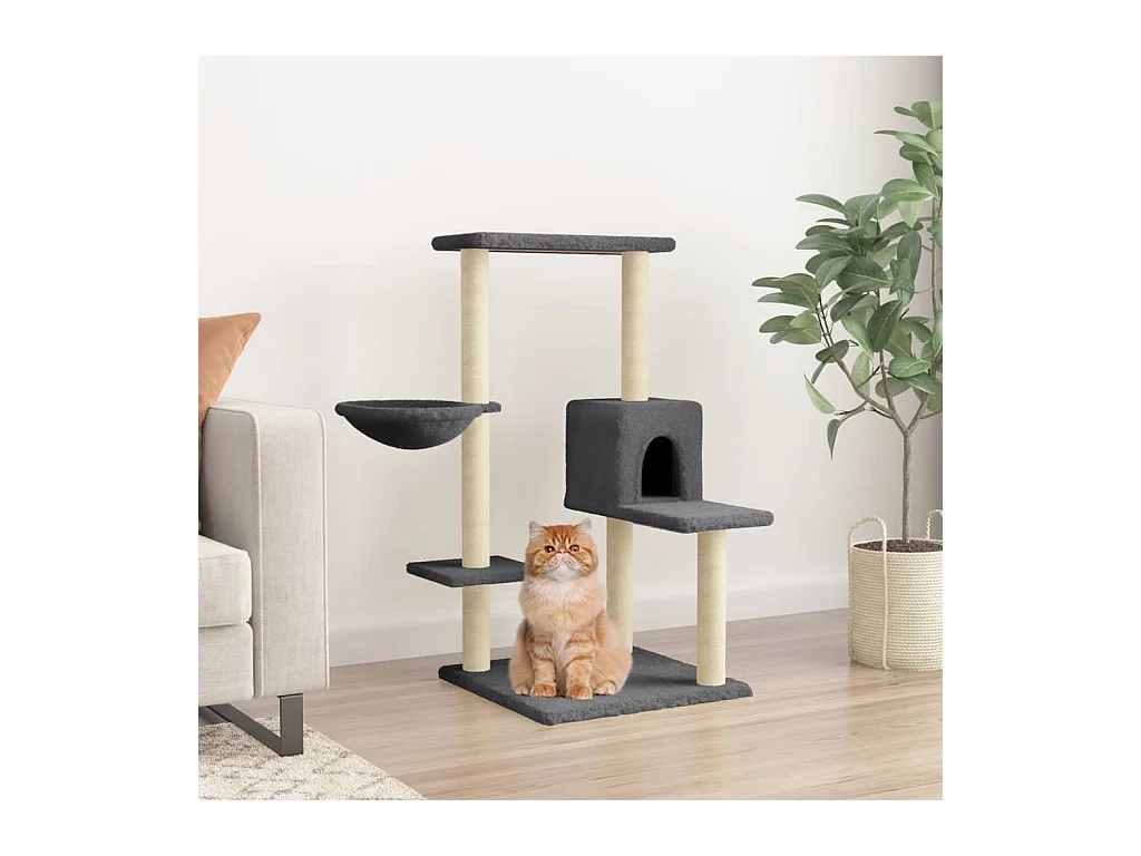 Arbre à chat avec griffoirs en sisal gris foncé 95 cm