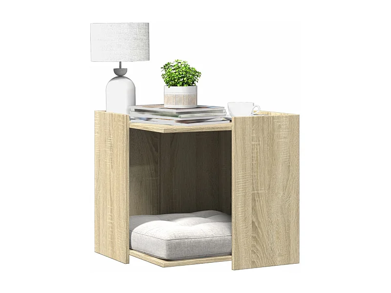 Mobiletto per lettiera per gatti in legno ingegnerizzato Sonoma Oak