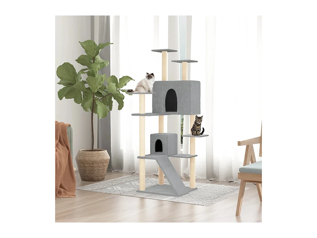 Arbre à chat avec griffoirs en sisal Gris clair 153 cm
