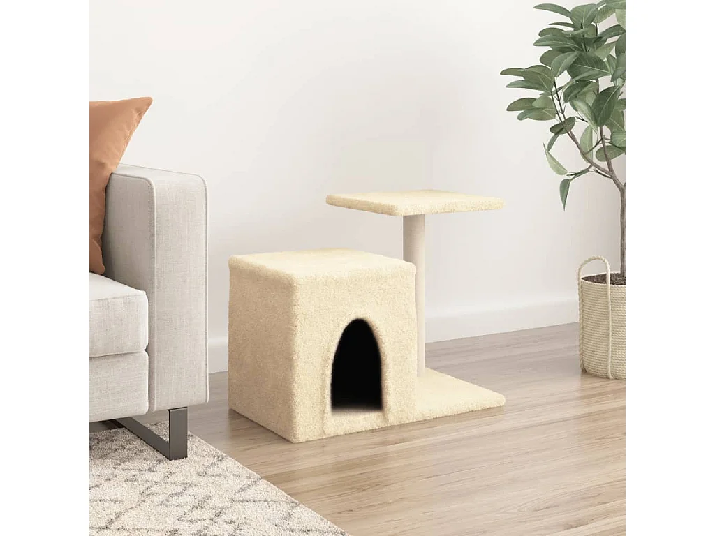 Tiragraffi con tiragraffi in sisal color crema 50,5 cm