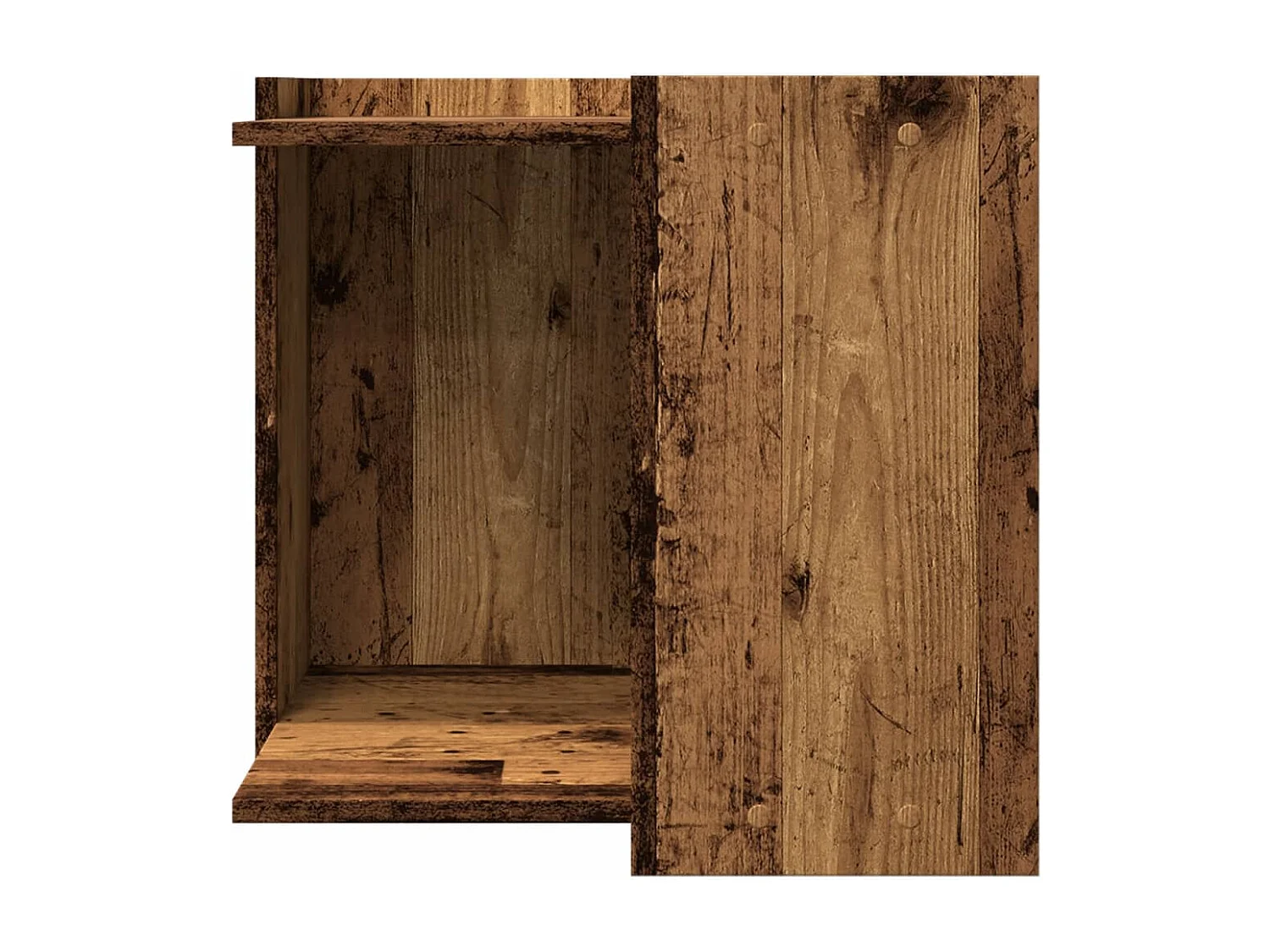 Mobiletto per lettiera per gatti in legno vecchio, legno ingegnerizzato