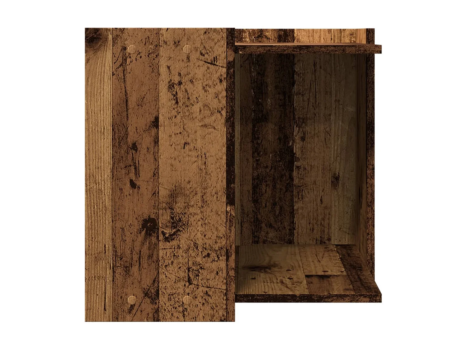 Mobiletto per lettiera per gatti in legno vecchio, legno ingegnerizzato