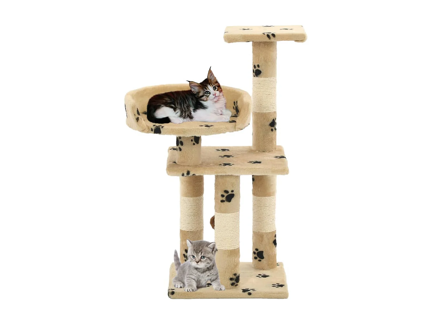 Arbre à chat et griffoirs en sisal 65 cm Beige Motif de pattes