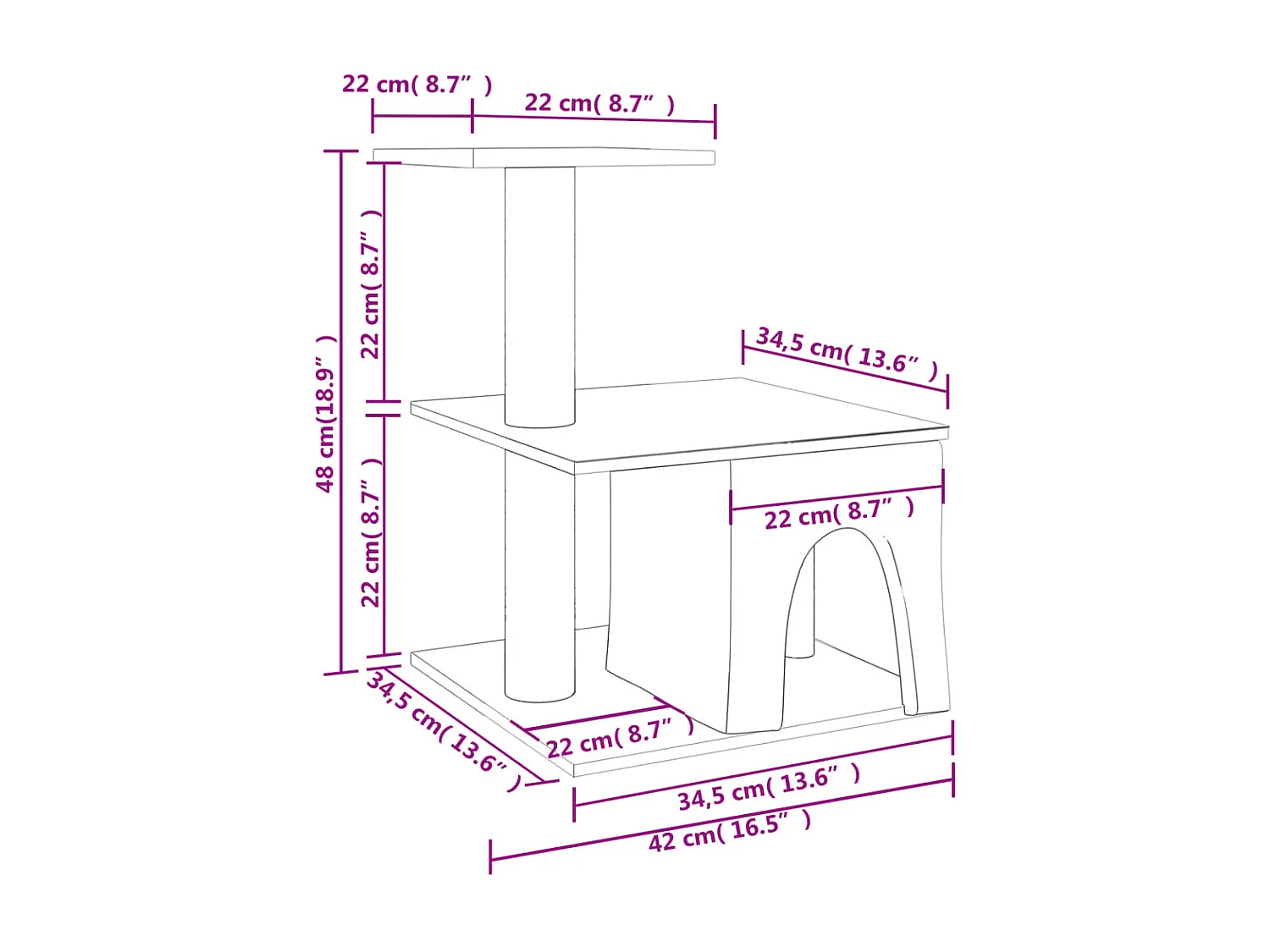 Arbre à chat avec griffoirs en sisal gris clair 48 cm