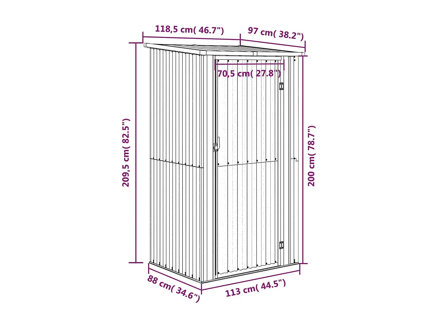 Tuinhuis Bruin 118,5x97x209,5 cm Gegalvaniseerd staal