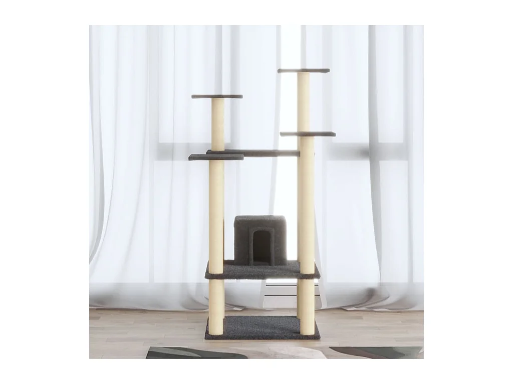 Arbre à chat avec griffoirs en sisal Gris foncé 110 cm
