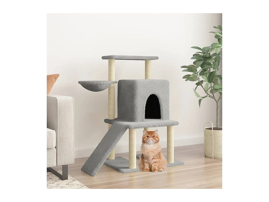 Arbre à chat avec griffoirs en sisal Gris clair 96,5 cm