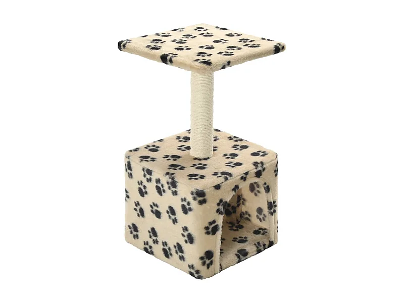 Árbol para gatos con postes rascadores de sisal 55 cm Beige Estampado de huellas