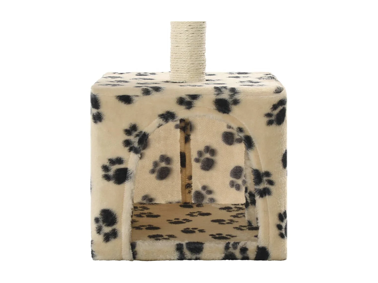 Katzenbaum mit Sisal-Kratzstämmen 55 cm Beige Pfotenmuster